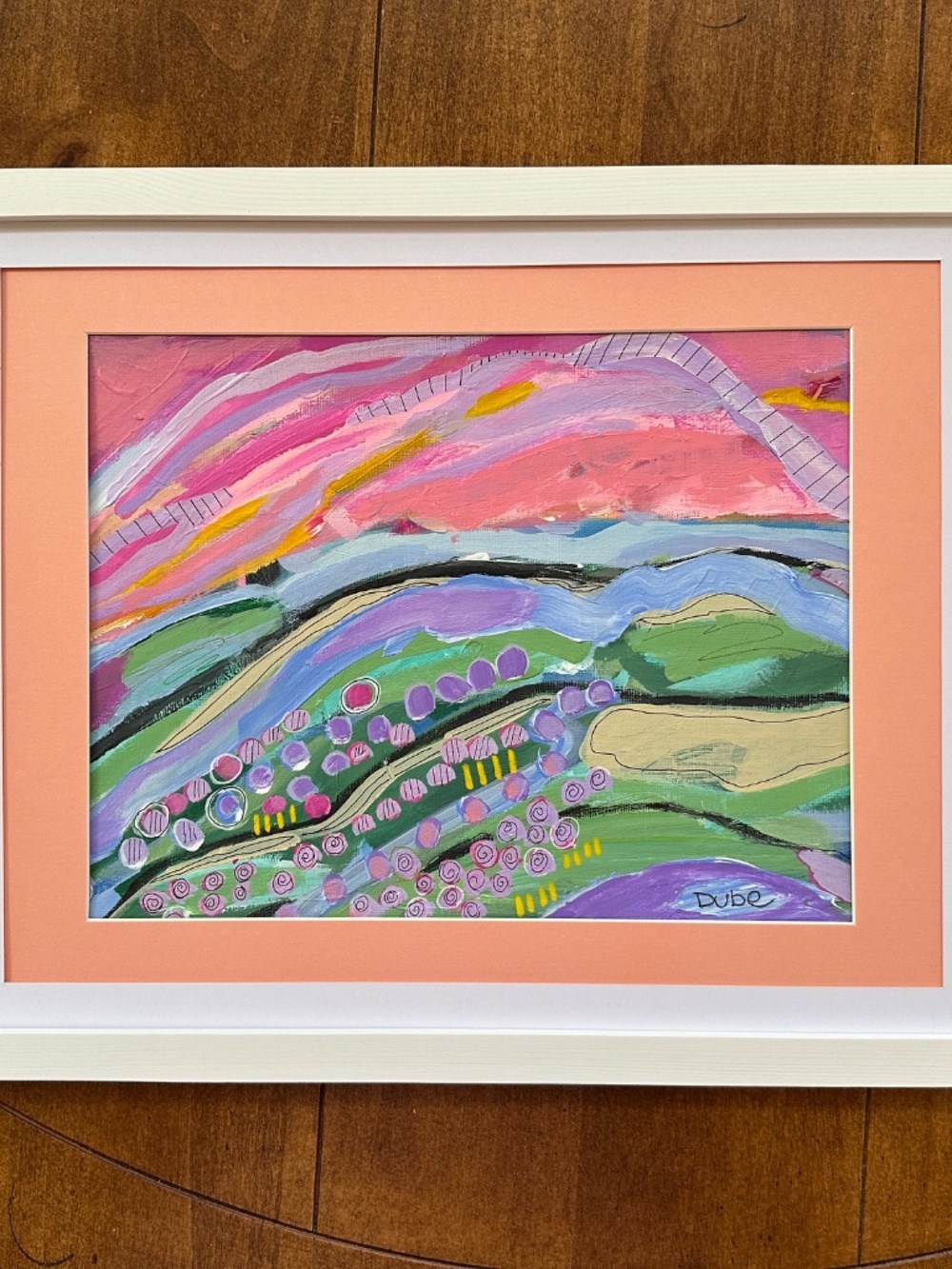 Original Painting Abstract Mountain Landscape and Floral 9"x12" Acrylic Paper